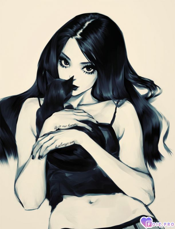 devushka_kot_brunetka_14577