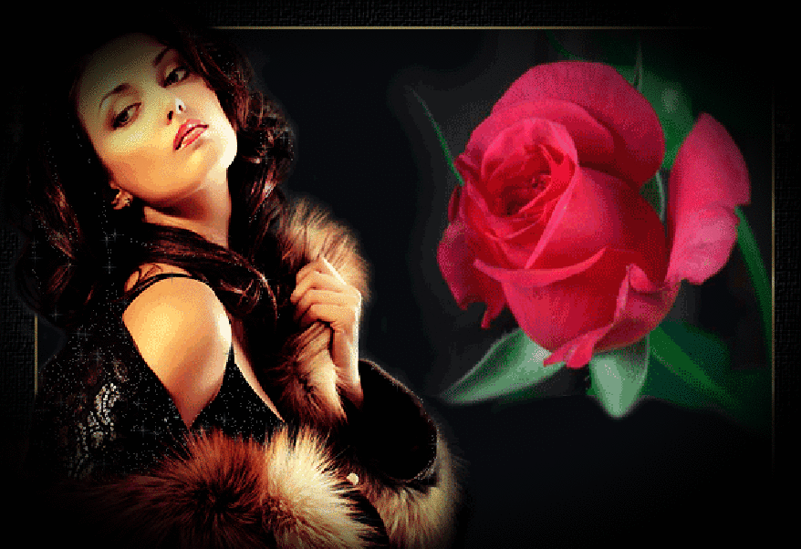 Женщина с розами. Гифы женщины красивые. Брюнетка с цветами. Анимированная женщина.