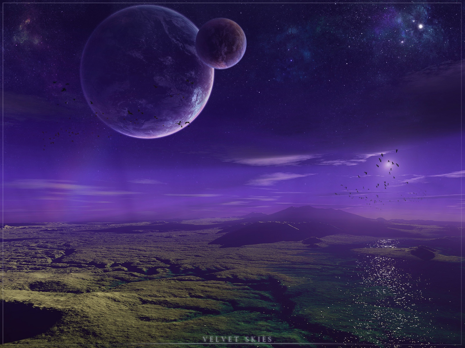 Поверхность фиолетовой планеты