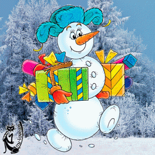 snegovik-s-podarkami-na-fone-zimnego-lesa