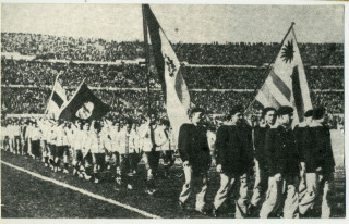 Открытие первого чемпионата мира по футболу в Уругвае в 1930 году