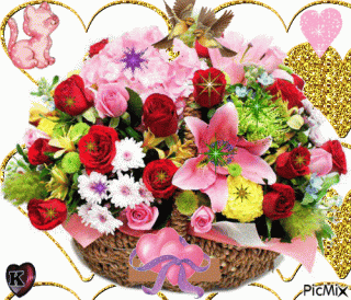 корзина цветов анимация